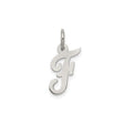 Sterling Silver Pendant, Polished Cursive Initial F Letter Charm, Unisex Alphabet Jewelry