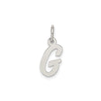 Sterling Silver Letter G Pendant Charm, Polished Script Monogram Jewelry for Women or Unisex Wear