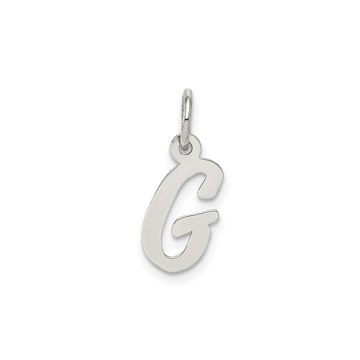 Sterling Silver Letter G Pendant Charm, Polished Script Monogram Jewelry for Women or Unisex Wear