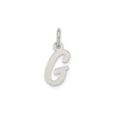 Sterling Silver Letter G Pendant Charm, Polished Script Monogram Jewelry for Women or Unisex Wear
