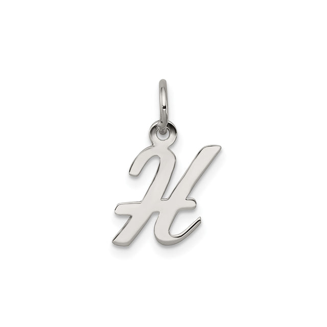 Sterling Silver Initial H Pendant Charm, Script Monogram Design for Women or Unisex Wear