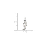 Sterling Silver Letter J Pendant, Polished Script Initial Charm for Women