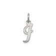 Sterling Silver Letter J Pendant, Polished Script Initial Charm for Women