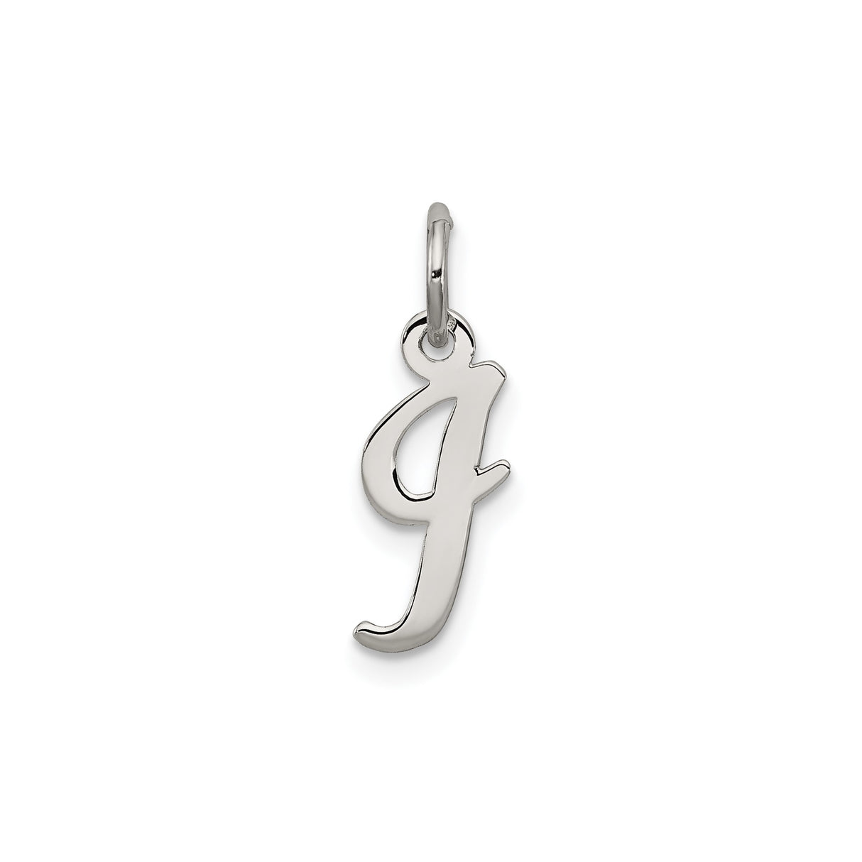 Sterling Silver Letter J Pendant, Polished Script Initial Charm for Women