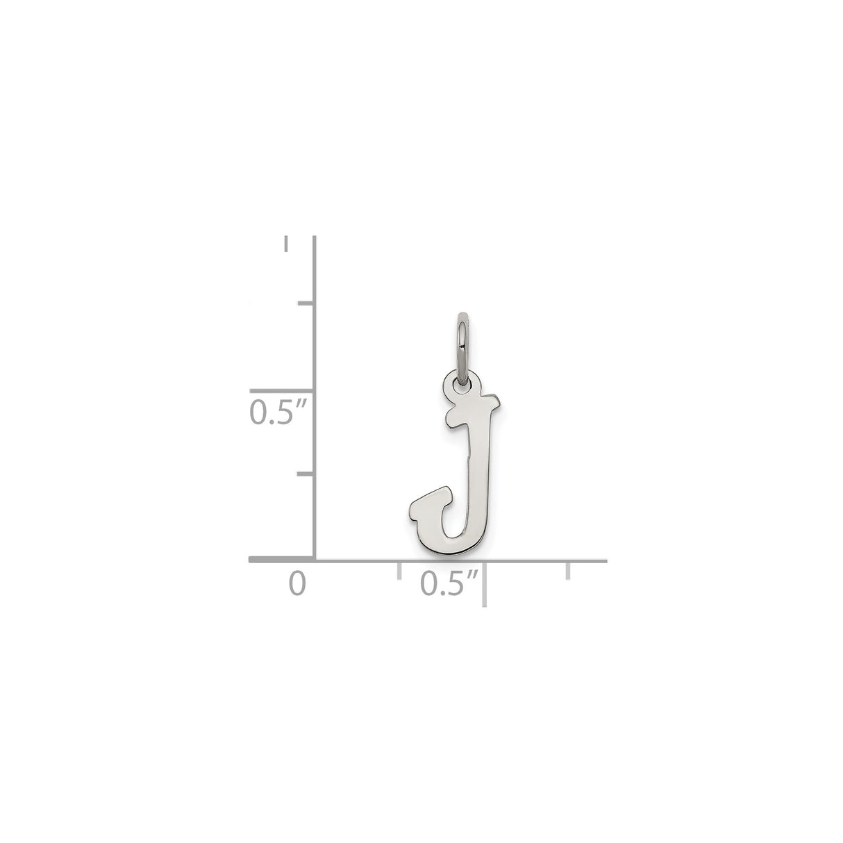 Sterling Silver Initial J Pendant, Polished Block Letter Alphabet Charm for Necklace or Bracelet