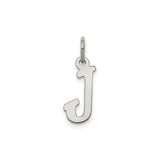 Sterling Silver Initial J Pendant, Polished Block Letter Alphabet Charm for Necklace or Bracelet
