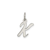 Sterling Silver Letter K Pendant Charm, Cursive Initial Script Design for Women or Unisex