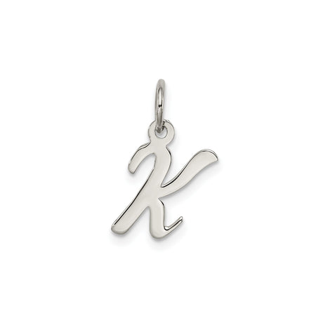 Sterling Silver Letter K Pendant Charm, Cursive Initial Script Design for Women or Unisex