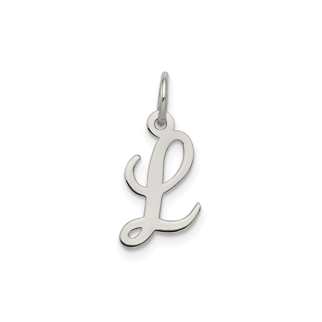 Sterling Silver Initial L Pendant, Script Letter Charm, Personalized Name Jewelry