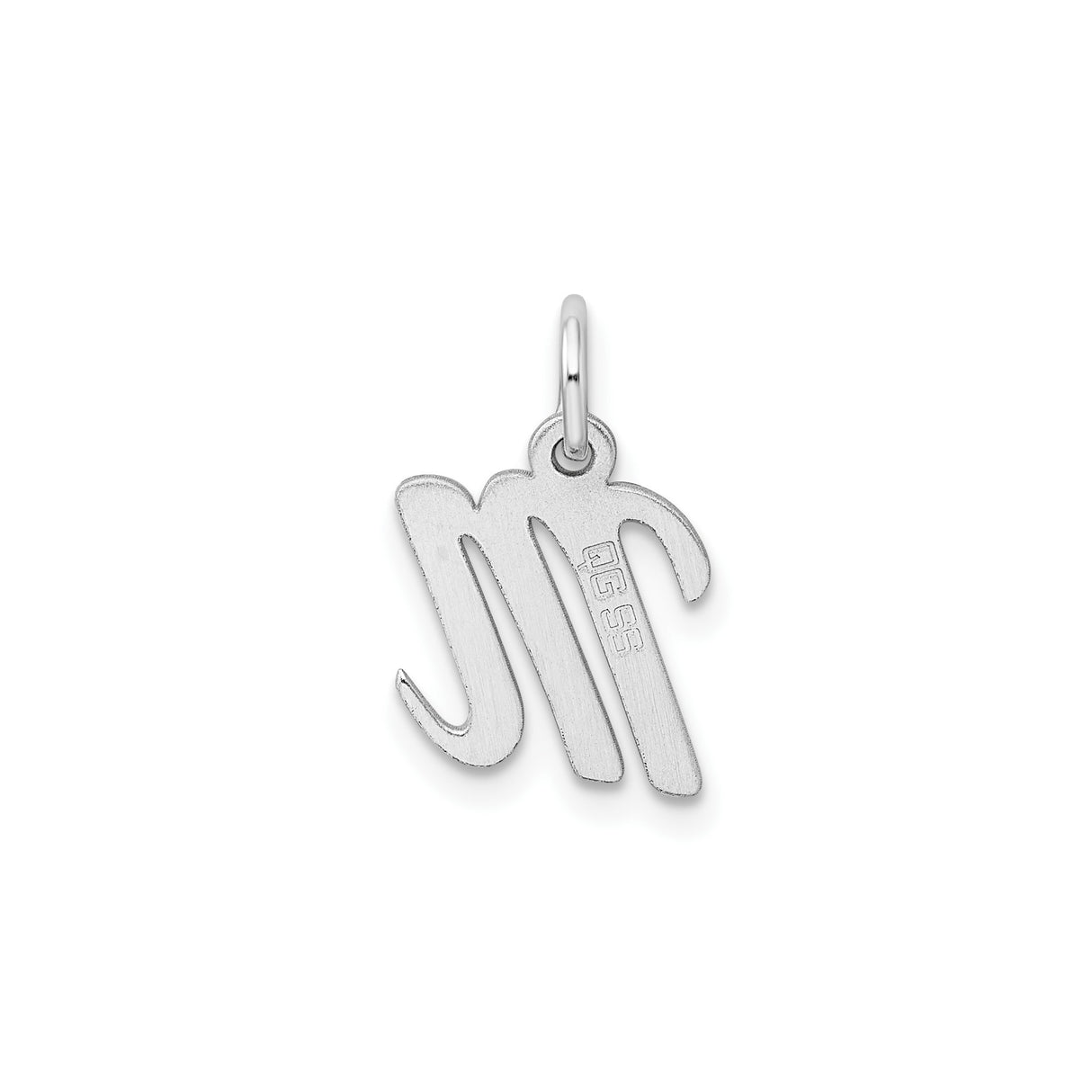 Sterling Silver Initial M Pendant, Polished Script Letter Charm, Minimalist Monogram Jewelry