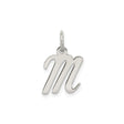 Sterling Silver Initial M Pendant, Polished Script Letter Charm, Minimalist Monogram Jewelry