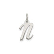 Sterling Silver Lowercase N Pendant Charm, Script Initial Jewelry, Unisex Monogram Accessory