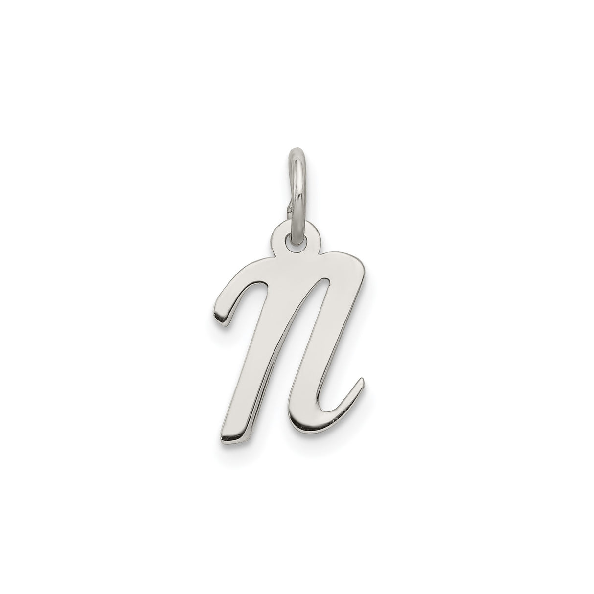 Sterling Silver Lowercase N Pendant Charm, Script Initial Jewelry, Unisex Monogram Accessory