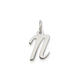 Sterling Silver Lowercase N Pendant Charm, Script Initial Jewelry, Unisex Monogram Accessory