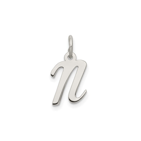 Sterling Silver Lowercase N Pendant Charm, Script Initial Jewelry, Unisex Monogram Accessory