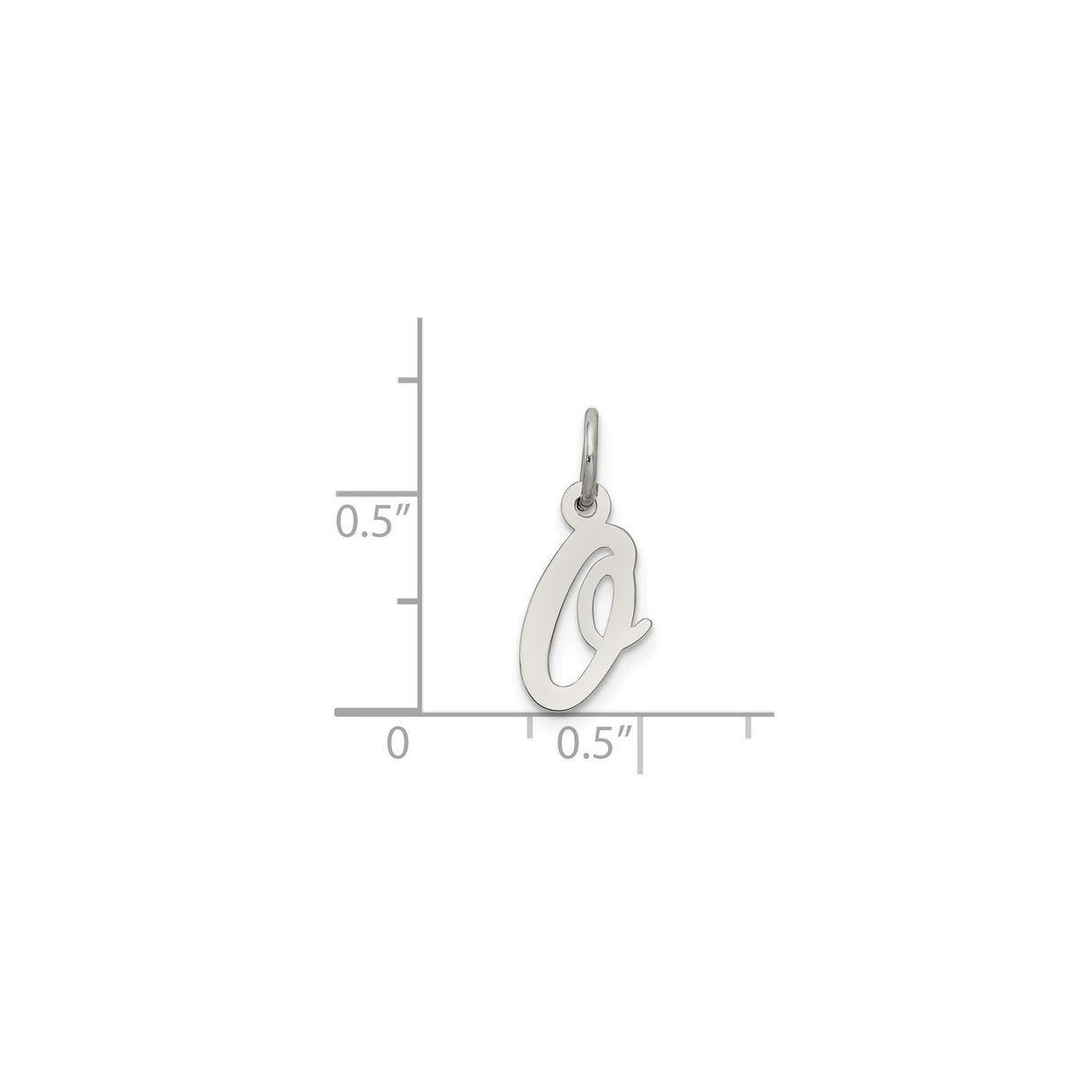 Sterling Silver Initial Q Pendant, Script Letter Charm, Polished Monogram Jewelry for Women
