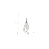 Sterling Silver Initial Q Pendant, Script Letter Charm, Polished Monogram Jewelry for Women