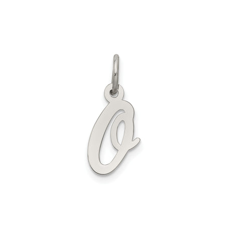 Sterling Silver Initial Q Pendant, Script Letter Charm, Polished Monogram Jewelry for Women