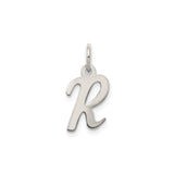 Sterling Silver Script Initial R Pendant, Polished Letter Charm, Monogram Jewelry for Women or Unisex Wear