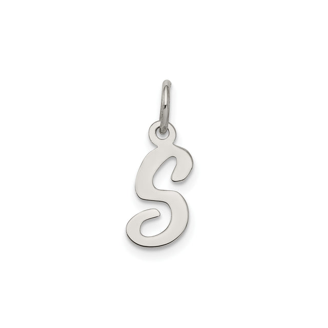 Sterling Silver Initial S Pendant, Script Letter Charm, Personalized Monogram Jewelry for Women