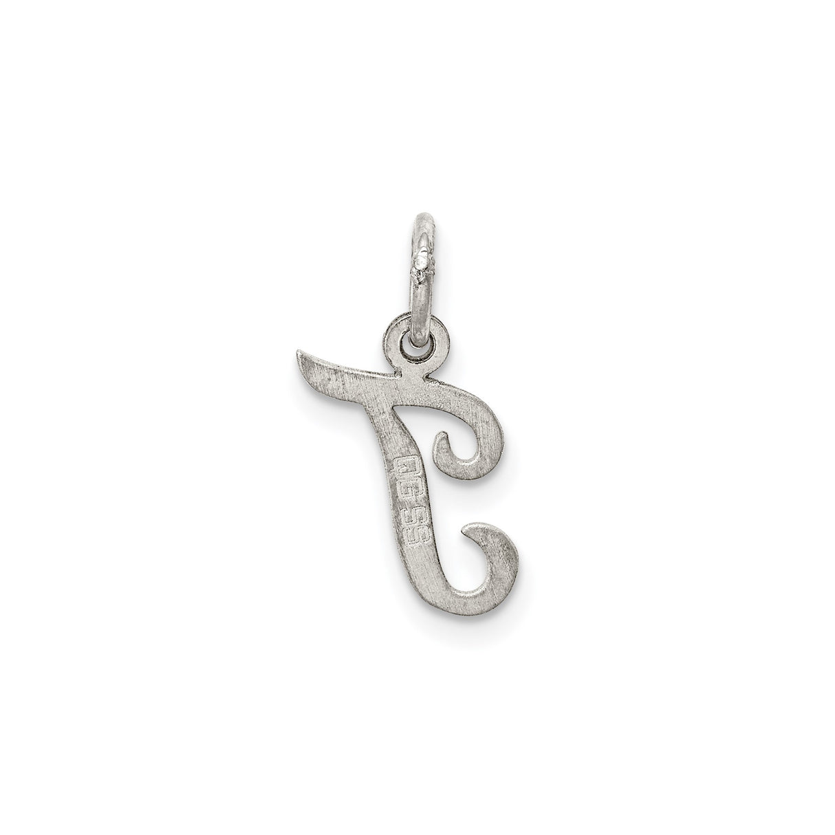 Sterling Silver Initial J Pendant Charm, Polished Script Letter, Minimalist Unisex Design