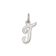 Sterling Silver Initial J Pendant Charm, Polished Script Letter, Minimalist Unisex Design