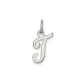 Sterling Silver Initial J Pendant Charm, Polished Script Letter, Minimalist Unisex Design