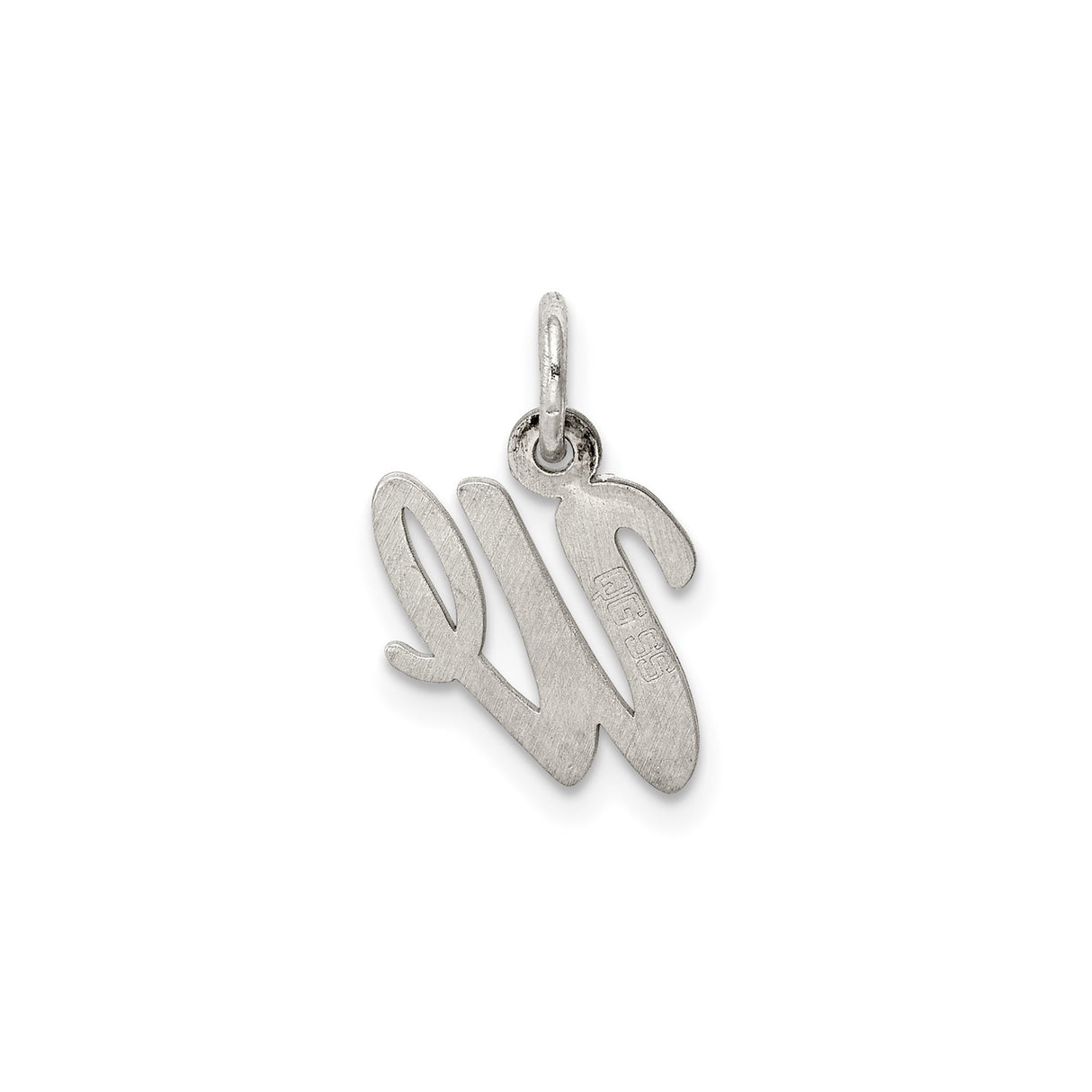 Sterling Silver Script Initial W Pendant, Polished Cursive Letter Charm for Women
