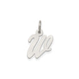 Sterling Silver Script Initial W Pendant, Polished Cursive Letter Charm for Women