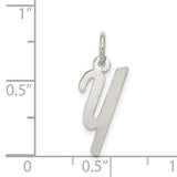 Sterling Silver Letter Y Pendant, Polished Script Initial Charm for Women