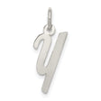 Sterling Silver Letter Y Pendant, Polished Script Initial Charm for Women