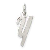 Sterling Silver Letter Y Pendant, Polished Script Initial Charm for Women
