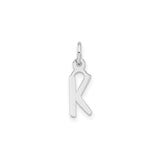 Sterling Silver Initial K Pendant Charm, Block Letter Design, Polished Finish, Unisex Jewelry