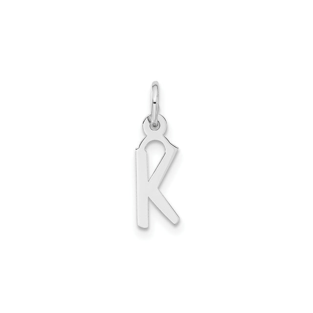 Sterling Silver Initial K Pendant Charm, Block Letter Design, Polished Finish, Unisex Jewelry