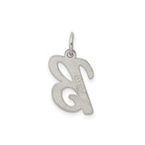 Sterling Silver Letter B Pendant Charm, Polished Script Alphabet Jewelry for Women