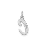 Sterling Silver Initial C Pendant Charm, Polished Script Letter Jewelry for Women or Unisex Wear