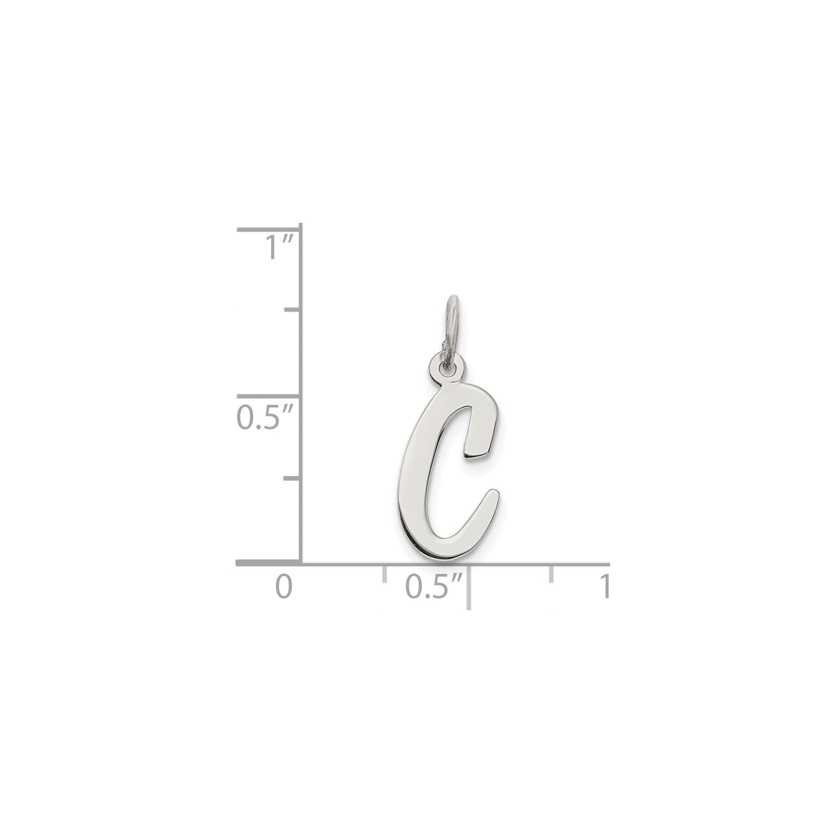 Sterling Silver Initial C Pendant Charm, Polished Script Letter Jewelry for Women or Unisex Wear