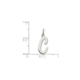 Sterling Silver Initial C Pendant Charm, Polished Script Letter Jewelry for Women or Unisex Wear