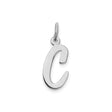 Sterling Silver Initial C Pendant Charm, Polished Script Letter Jewelry for Women or Unisex Wear