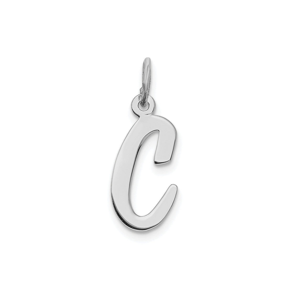 Sterling Silver Initial C Pendant Charm, Polished Script Letter Jewelry for Women or Unisex Wear