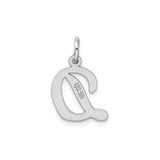 Sterling Silver Initial D Pendant, Script Alphabet Charm in Calligraphy Style