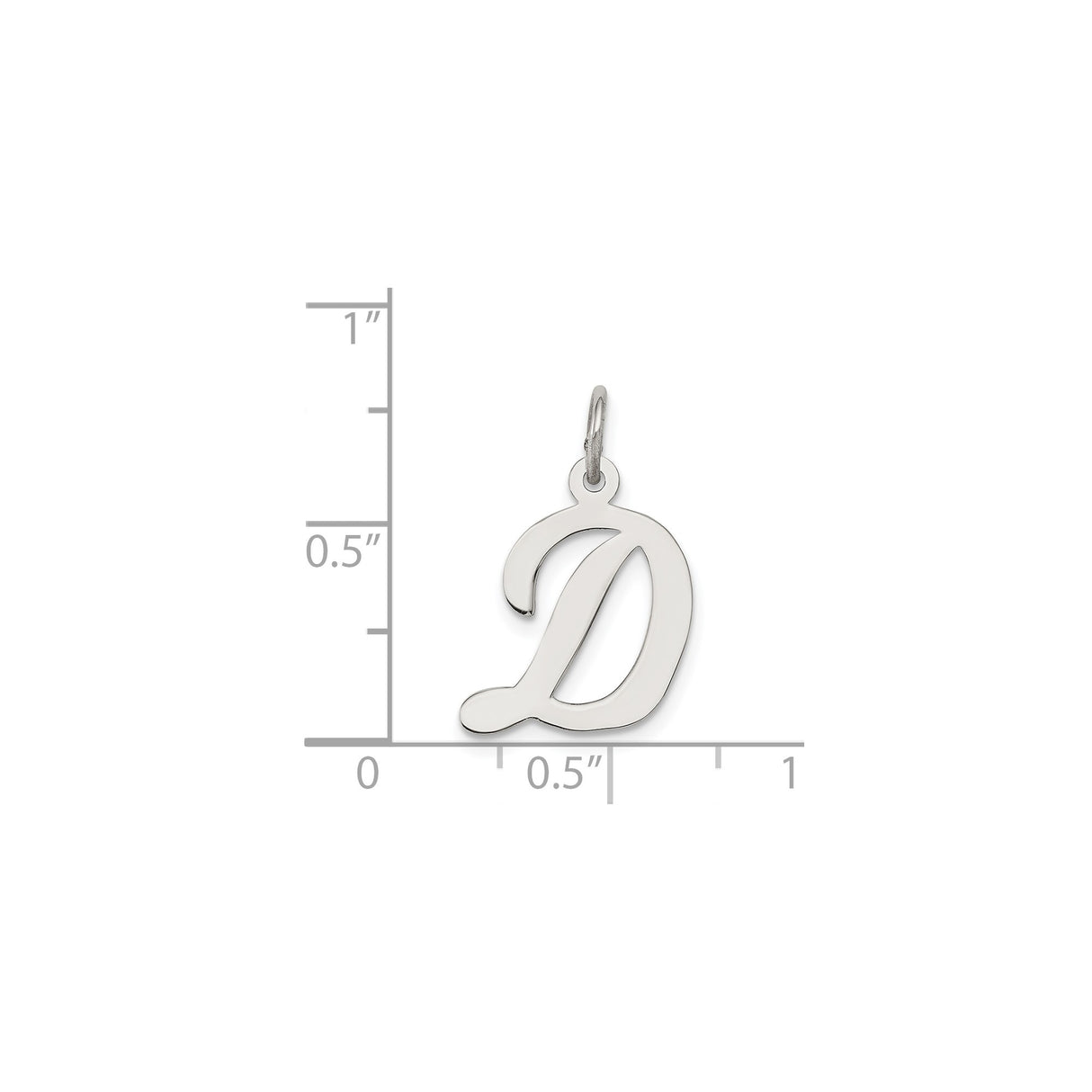 Sterling Silver Initial D Pendant, Script Alphabet Charm in Calligraphy Style