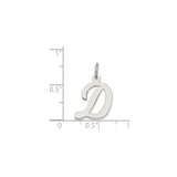 Sterling Silver Initial D Pendant, Script Alphabet Charm in Calligraphy Style