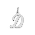Sterling Silver Initial D Pendant, Script Alphabet Charm in Calligraphy Style