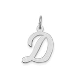 Sterling Silver Initial D Pendant, Script Alphabet Charm in Calligraphy Style