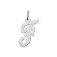 Sterling Silver Initial F Pendant Charm, Polished Script Letter Design for Women or Unisex Wear