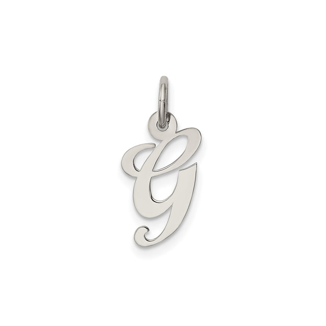 Sterling Silver Initial G Pendant, Script Letter Charm, Cursive Alphabet Jewelry for Women