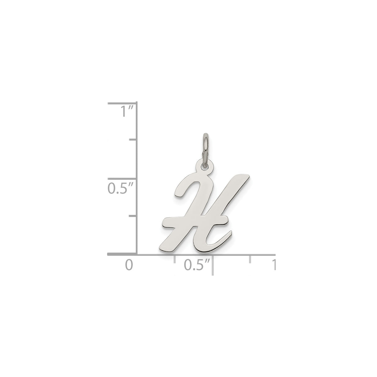 Sterling Silver Script Initial H Pendant, Cursive Letter Charm, Minimalist Design