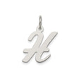 Sterling Silver Script Initial H Pendant, Cursive Letter Charm, Minimalist Design