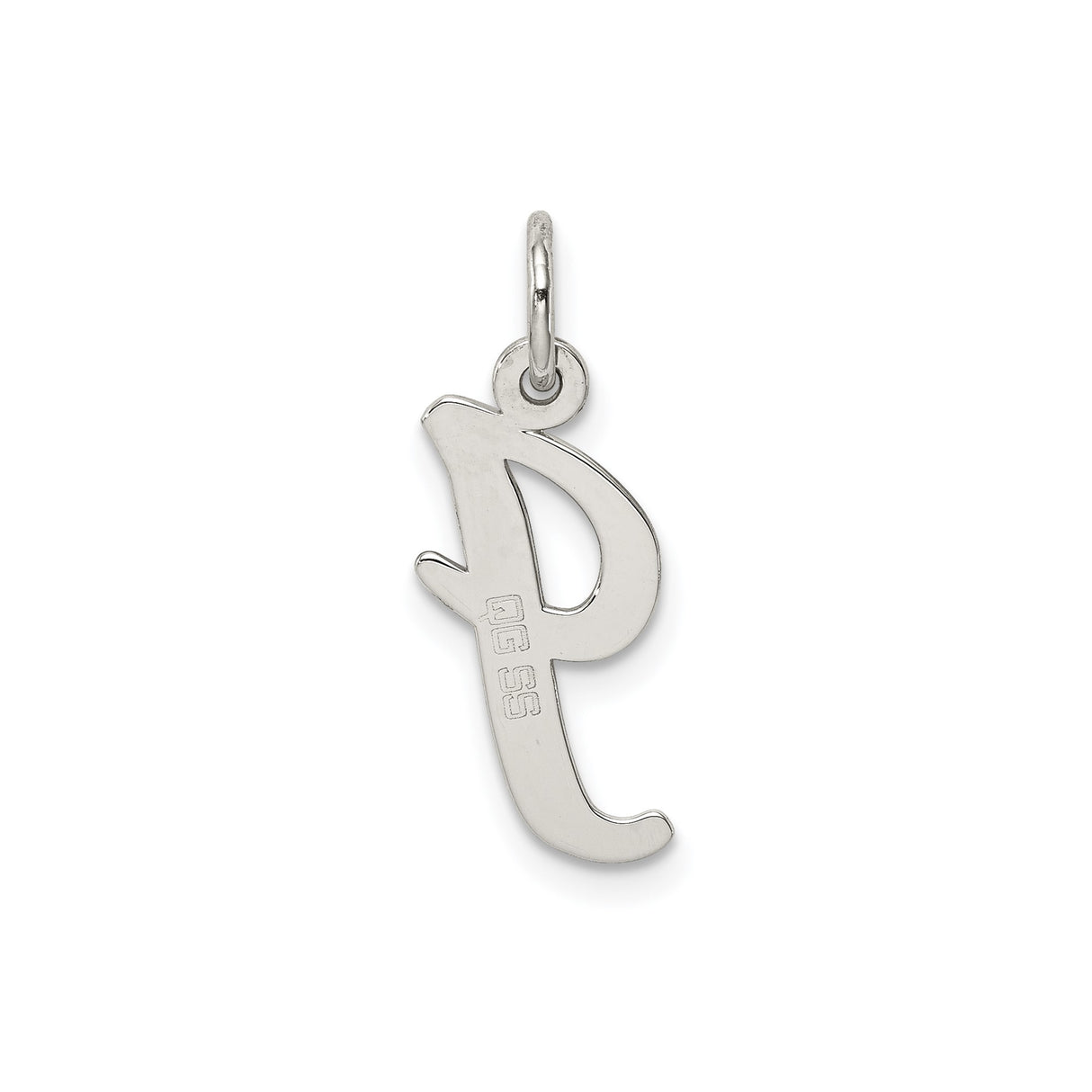 Sterling Silver Letter J Pendant Charm, Cursive Script Initial Design for Women or Unisex Use